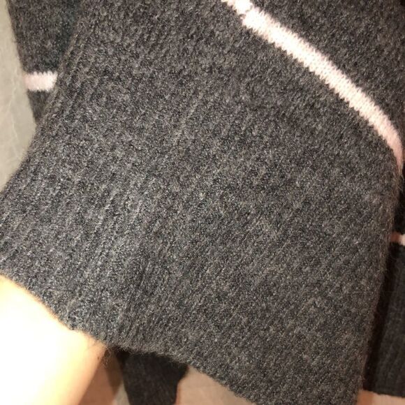 H&M XL Gray with White Stripes Wool Blend Sweater - Picture 6 of 12